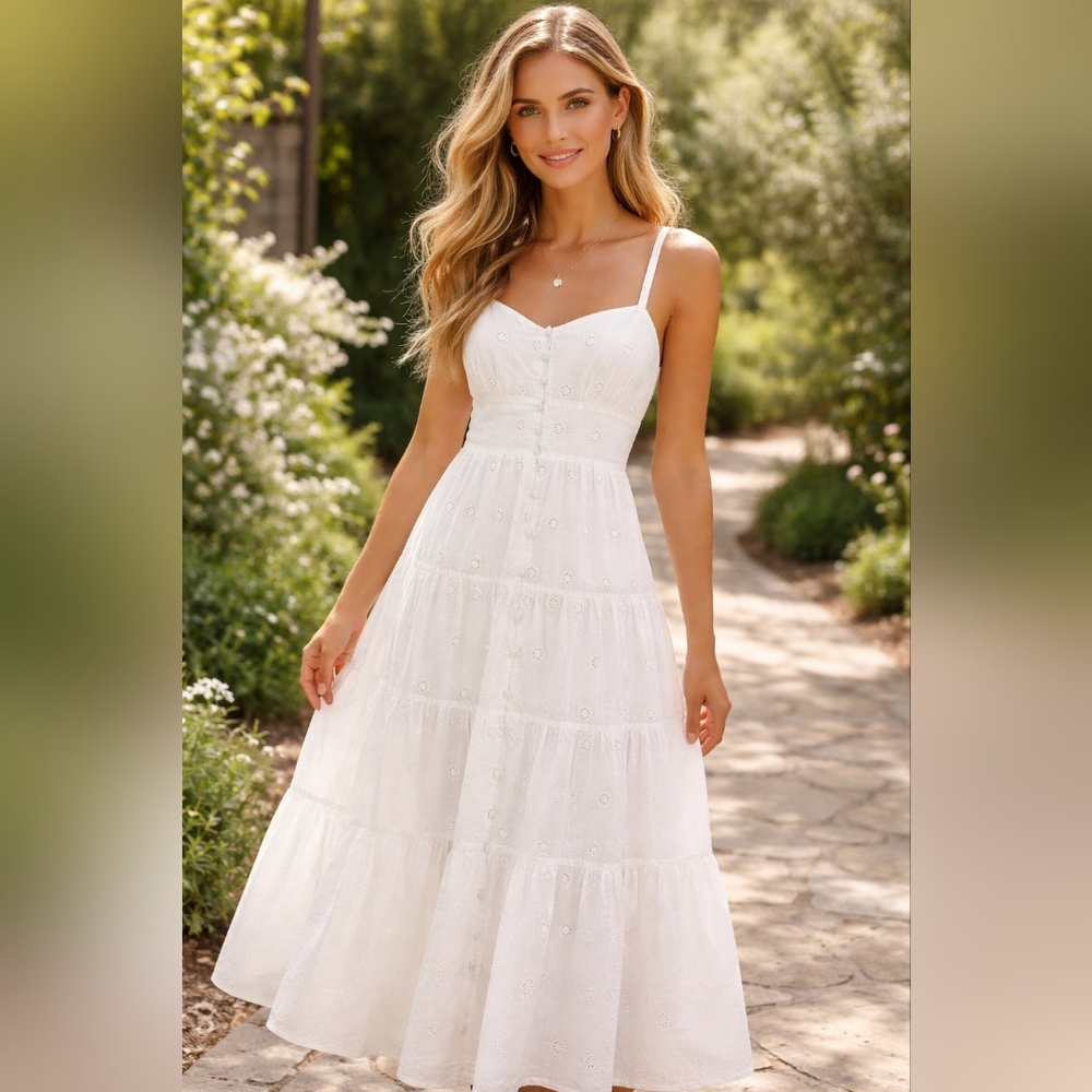 J.CREW Button-front maxi dress in eyelet